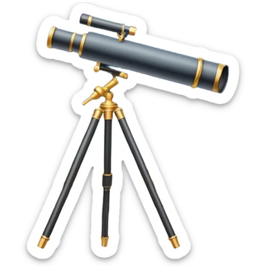 An icon featuring a telescope, stars, and a planet, symbolizing astronomy. The design includes a crescent moon, distant galaxies, and constellations, representing the study of space and celestial bodies. Transparent background highlights the exploration of the universe and cosmic phenomena. sticker