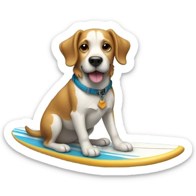 Dog on a surf board sticker