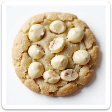 realistic white chocolate macadamia cookie, photorealistic style sticker