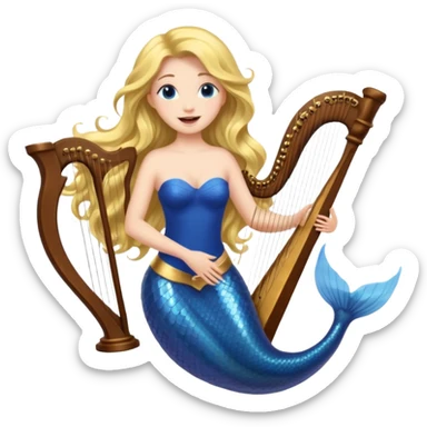 Singing Mermaid – Holding harp sticker