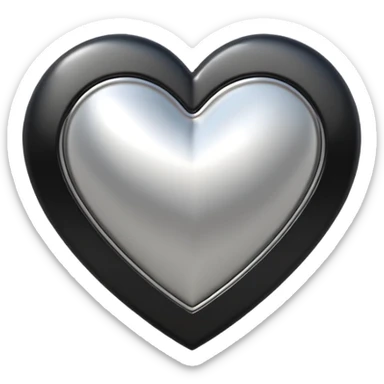 Minimalistic heart emoji, geometric metallic black and white, smooth curves, reflective edges, flat futuristic style
 sticker