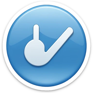 A white tick symbol on blue circle similar to verified badge sticker