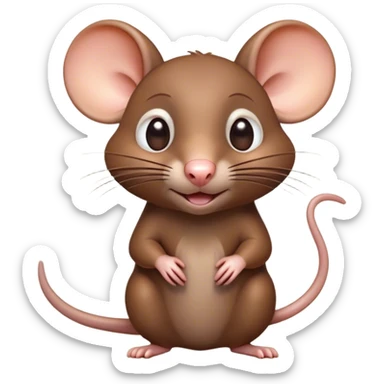 Cinematic Cute Brown Rat Portrait Emoji, Head tilted playfully and inquisitively, with a compact, nimble build and a glossy brown coat accentuated by a twitching nose and round, sparkling eyes full of curiosity, Simplified yet irresistibly adorable features, highly detailed, glowing with a warm, friendly glow, high shine, affectionate and clever, stylized with a touch of urban whimsy, soft glowing outline, capturing the essence of a mischievous yet loving rat that feels like it could dart out of the screen into your arms! sticker