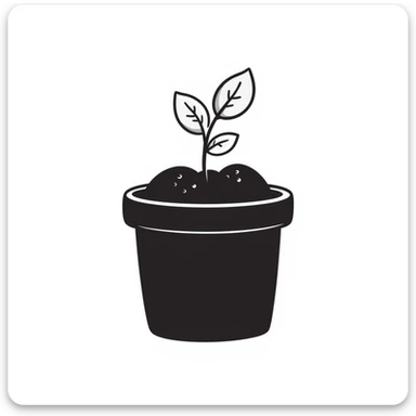 A small pot with a seedling sticking out of the soil sticker