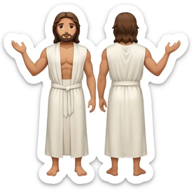 fullbody jesus christ jacked, sleeveless white robe front and backview sticker