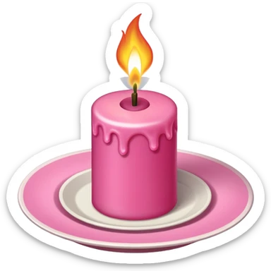 A drawing of a flaming pink candle that could be used at a romantic dinner table. The camera should be isometric at a high angle. sticker