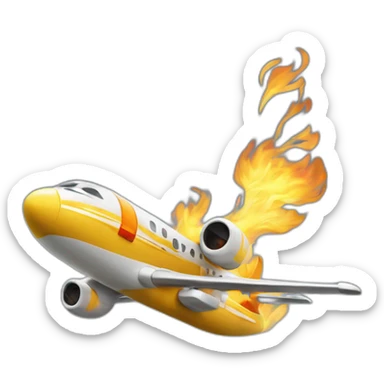 Deux tours en feu avec un avion sticker
