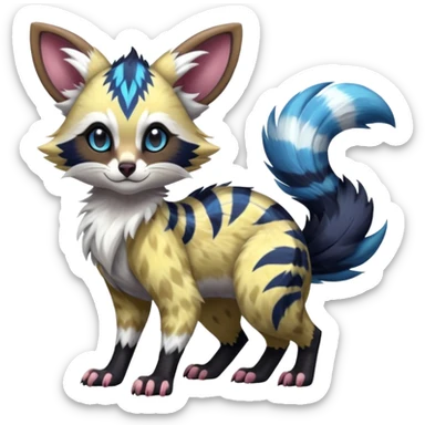 Futuristic furry fluffy floofy feathery tribal marked Genet-Absol-Furret-Zeraora-Primagen-fusion-creature  sticker