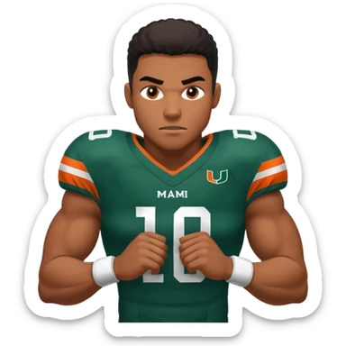 black football player for the university of miami wearing number 10 sticker