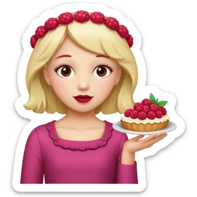 Raspberry torte human full body girl with a raspberry barrette on her head sticker