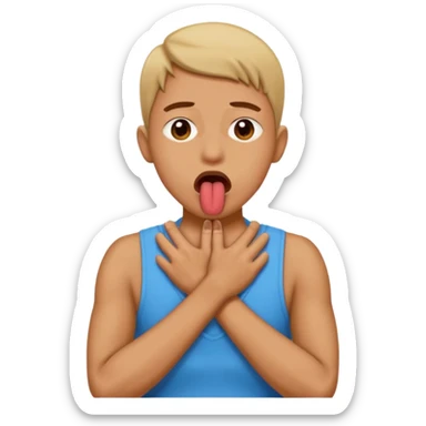 criss cross hands around throat choking self emoji tongue out sticker