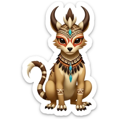 a colorful edgy cute vernid-fionbri-creature with tribal markings full body sticker