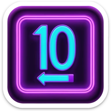 futuristic glowing neon “10 out of 10” sign, purple and cyan glow, dark background sticker