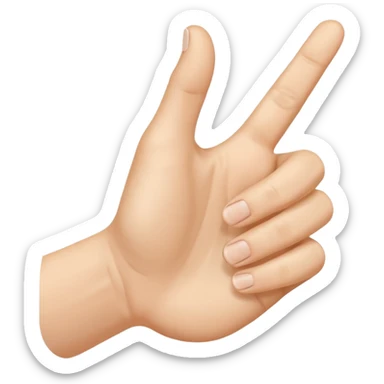 A hand resembling 👆, with the hand entering the frame from the bottom right and pointing diagonally up and left, with the thumb and index finger open and the back of the hand facing the camera. sticker