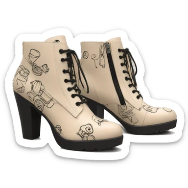 heels-boot-beige-with-black-doodles-zip sticker
