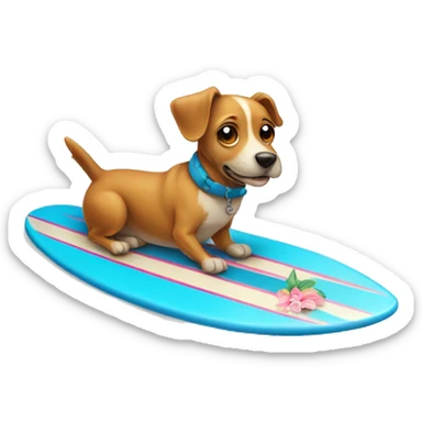 Dog on a surf board sticker