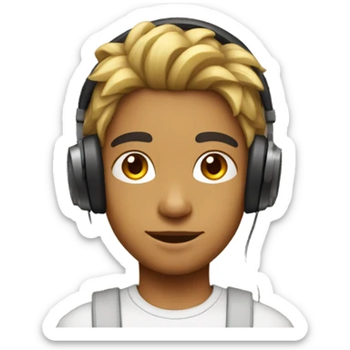 indian fair boy boy with mullet hairstyle and headphones sticker