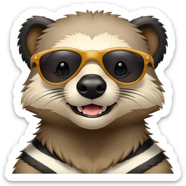 friendly anthropomorphised honey badger head and neck only, wearing sunglasses, different expression sticker