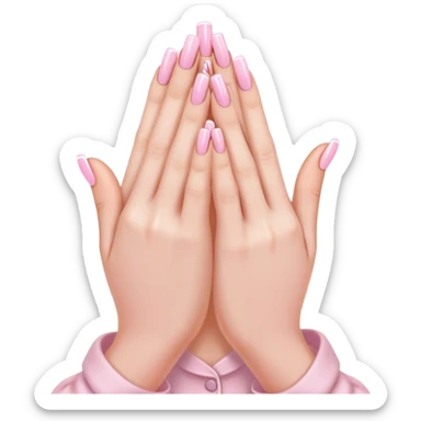 praying hands with light pink acrylic nails sticker