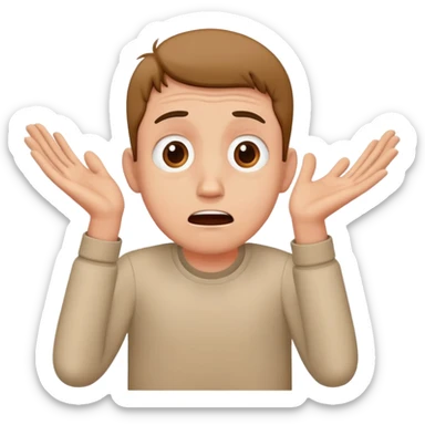 anxious man with hands outstretched in begging position with worried fearful expression sticker