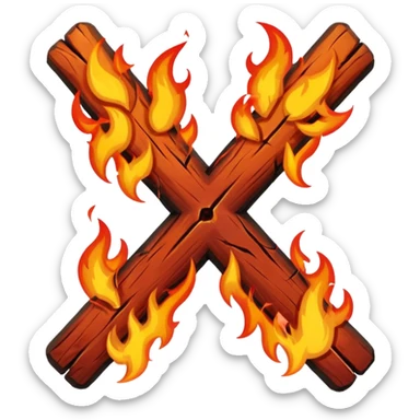 an X-cross on fire sticker