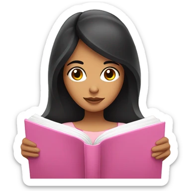 Hispanic female with black hair reading pink bible sticker