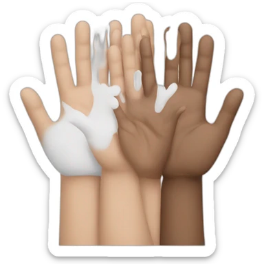 coloured and white team hands joined sticker