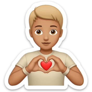 Corazón uniendo los dedos corazon y pulgar entre dos manos, cómo si se estuviera haciendo pisrola sticker