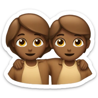 Two brown best friend hugging sticker