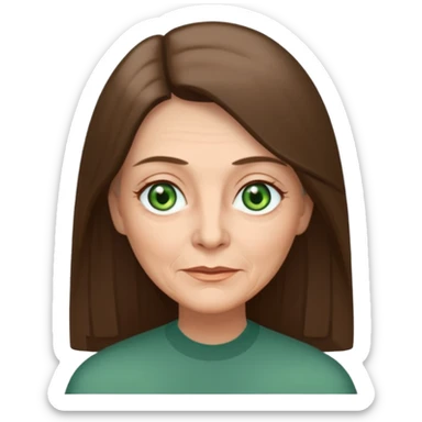 Pretty older woman with green eyes and long straight Ash-brown hair and square face  sticker