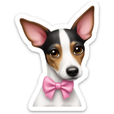 Rat terrier wearing a pink bow sticker