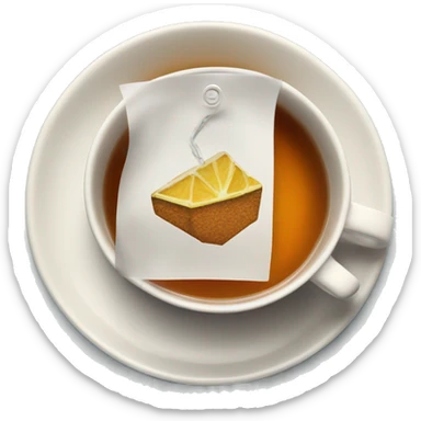 cup of tea cup on the plate with teabag next to it sticker