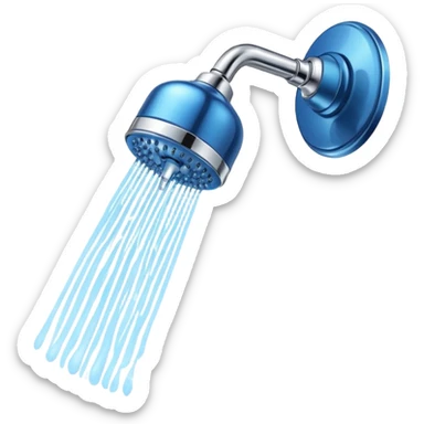 blue shower head sticker