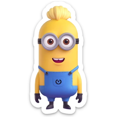 yellow minion character with ponytail hairstyle sticker
