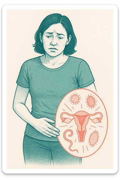 Donna che ha l'endometriosi per via dei parassiti alle parti intime. in italiano sticker