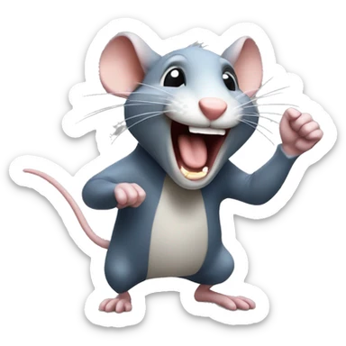 A Rat that is laughing out loud with a finger pointing at the person that read the text sticker