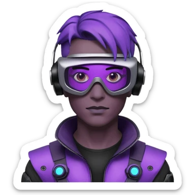 Cyberpunk man fappy head 3d puruple cyber VR -glasses only head sticker