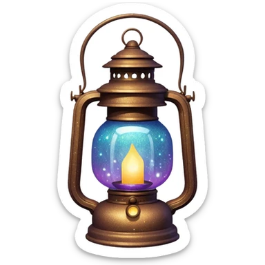 glitter old lantern sticker