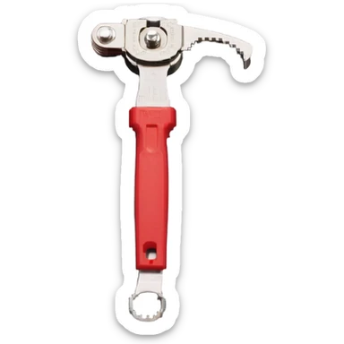 metal can opener with red handle sticker