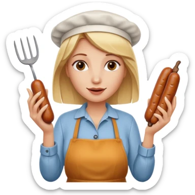 Naked blonde with both hands holding weiner sticker