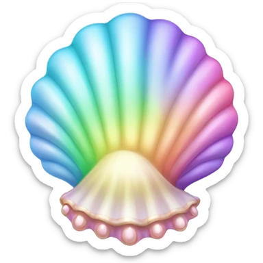 Kawaii rainbow pastel bedazzled sea shell    sticker