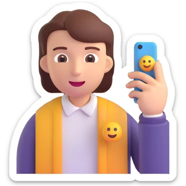 guy scrolling on phone, 3D emoji style sticker