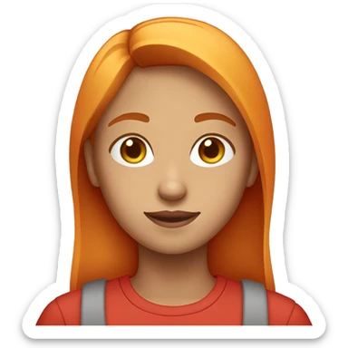 Clean Girl With Brown, light orange hair And red tshirt sticker