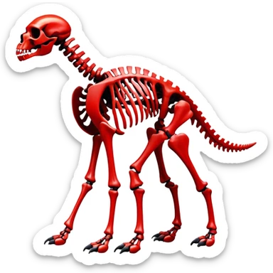 A black and red epic shiny cool edgy skeletal bone animal, full body sticker