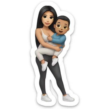 kim kardashian holding a child in a shoe sticker