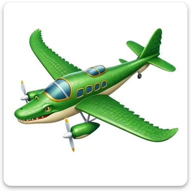 Hace una emoji de un cocodrilo que sea un avion sticker