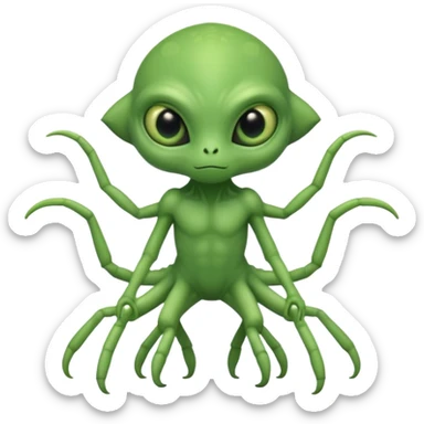 full body cute humanoid peacefull alien furry with 6 legs and eye stalks sticker
