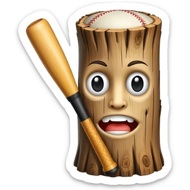 Un palo con cara y un bate sticker