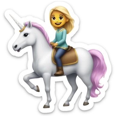 Ten year old girl riding a unicorn  sticker