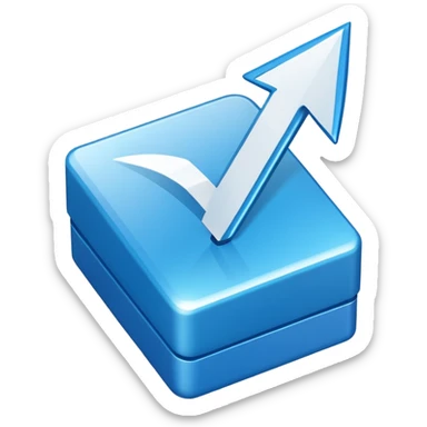 create an emoji with a tilted blue box with a white arrow in it make sure its kinda small sticker
